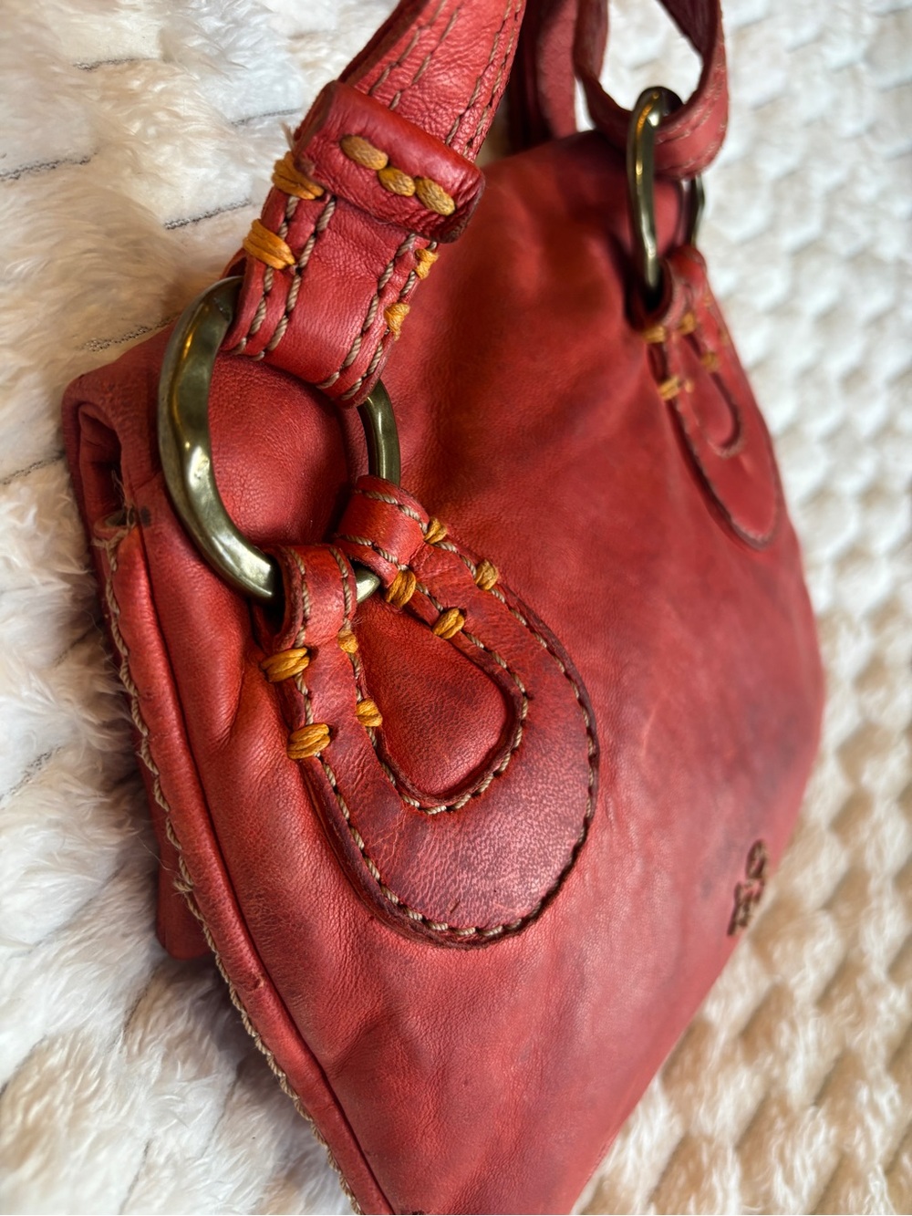 49 SQM soft, rusty, orange goat skin, BoHo Crossbody adjustable strap - Picture 6 of 10